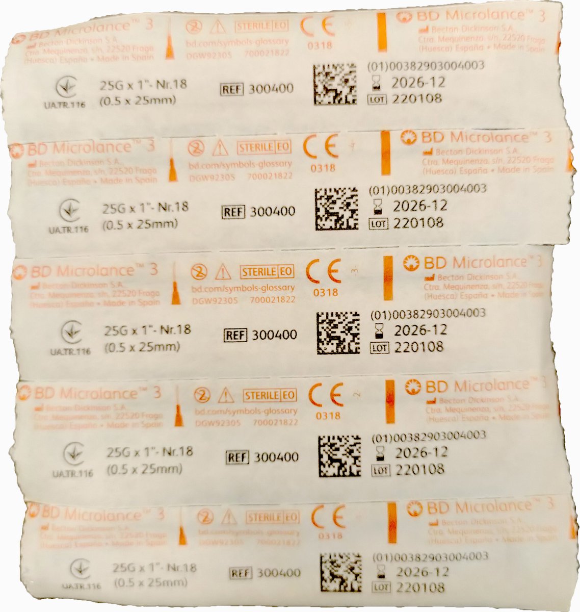 BD Microlance - Injectienaald - 0,5 x 25mm - 100 st. - Oranje - Nr.18 - 25G x 1" (Steriele naalden)