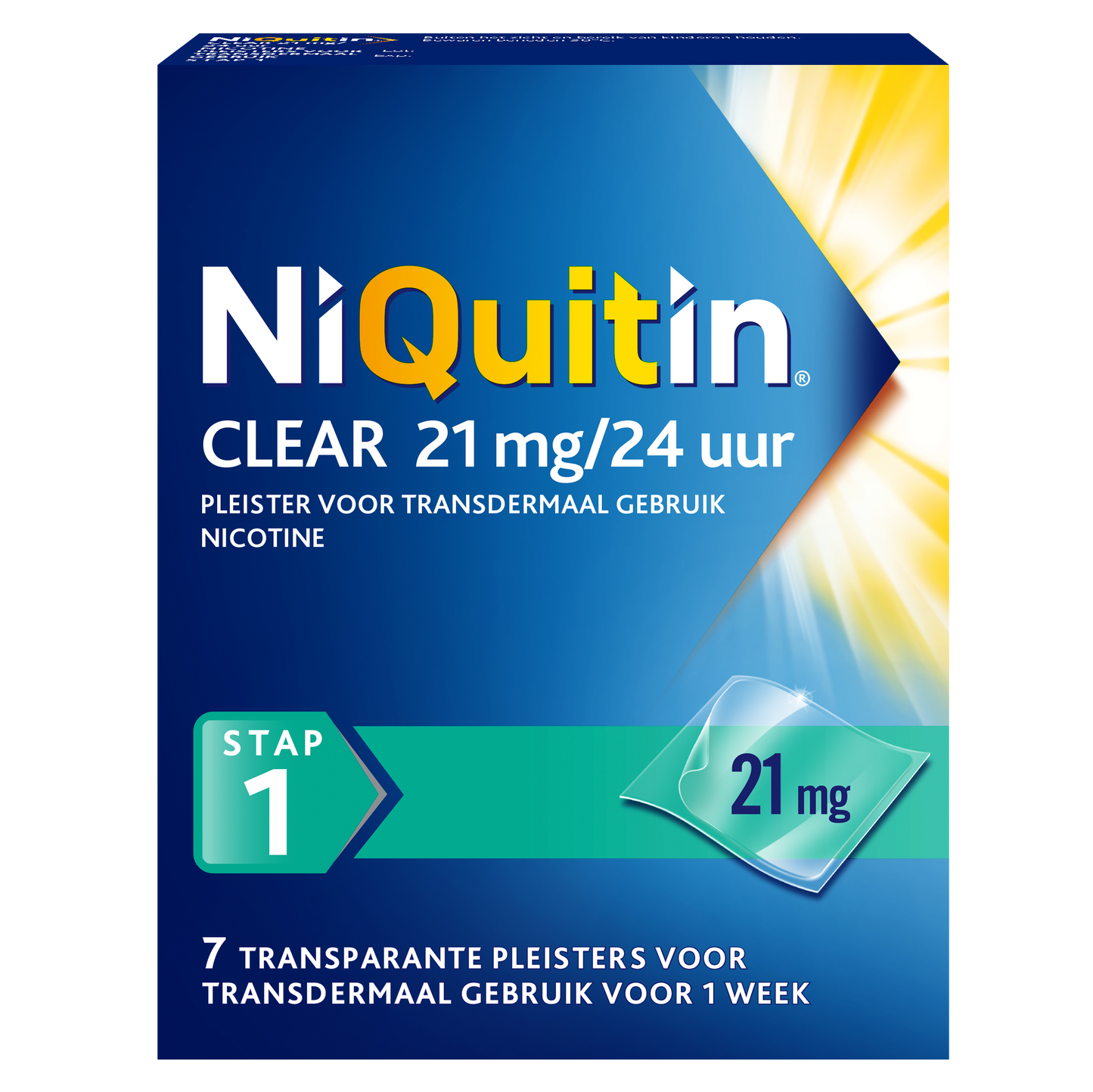 NiQuitin Clear 21mg 24 uur Pleister – Stap 1 van het Stoppen-met-Roken Plan (14 stuks)