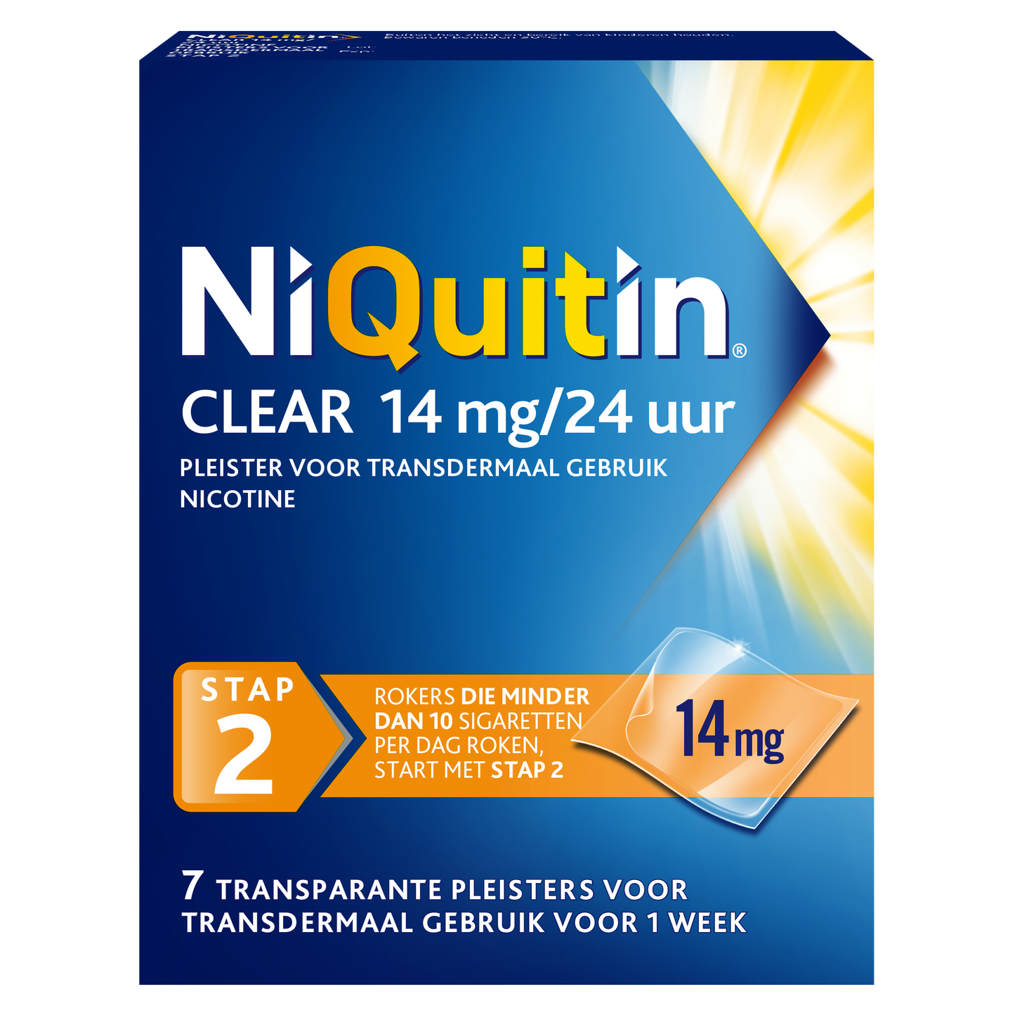 NiQuitin Clear 14mg/24u Pleisters – Stap 2 van het Stoppen-met-Roken Plan (14 stuks)