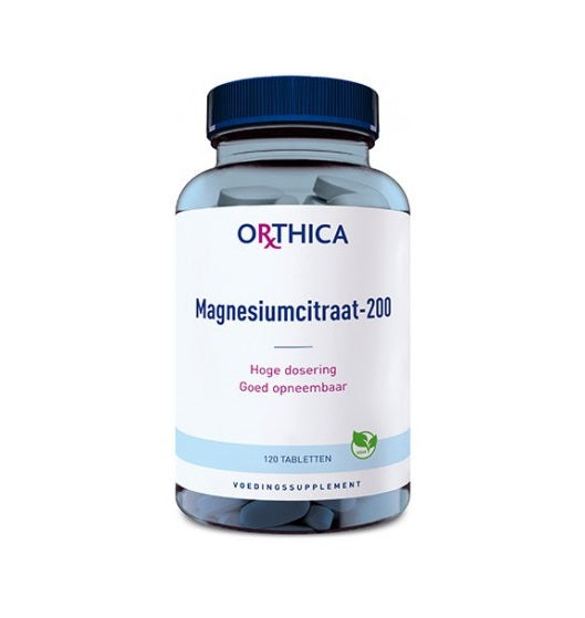 Orthica Magnesiumcitraat-200 - 120 tabletten – Hooggedoseerde Magnesium Ondersteuning voor Spieren, Botten en Energie