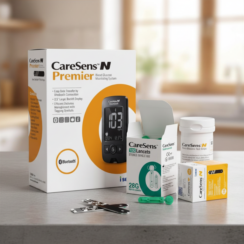CareSens N Premier Glucosemeter Voordeelpakket (60x teststrips + 110x lancetten) – Complete Oplossing voor Betrouwbare en Efficiënte Glucosemetingen