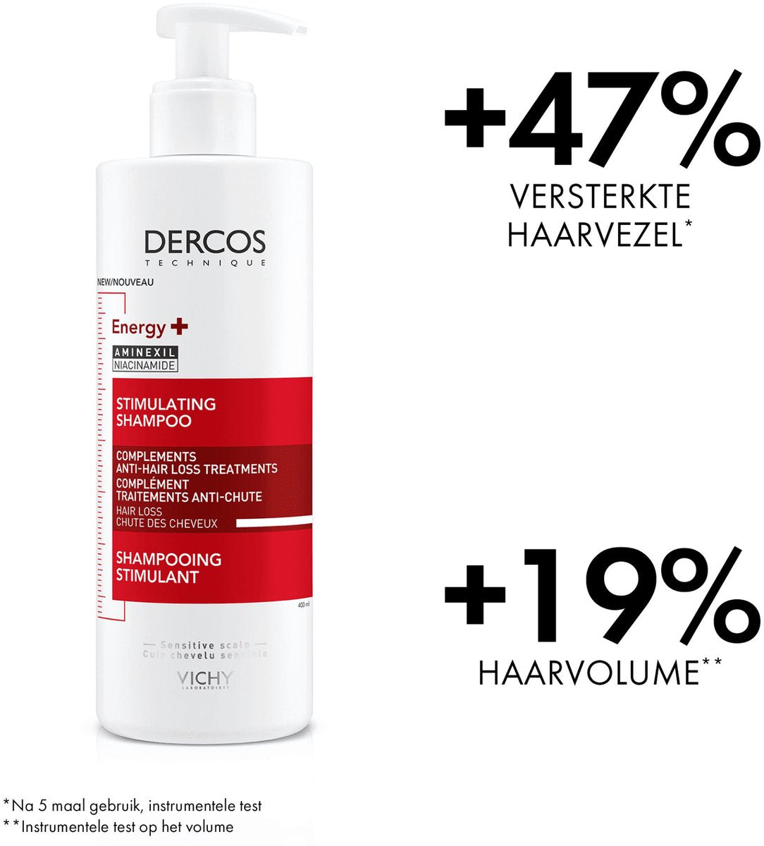 Vichy Dercos Energy+ Shampoo 400ml – Versterkende Shampoo met Aminexil