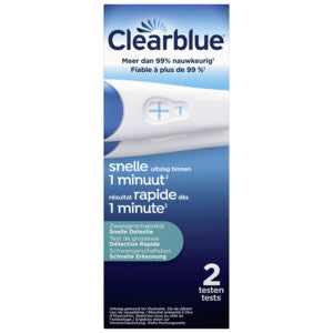 Clearblue Snelle Detectie Zwangerschapstest 2 stuks – Uitslag vanaf 1 minuut