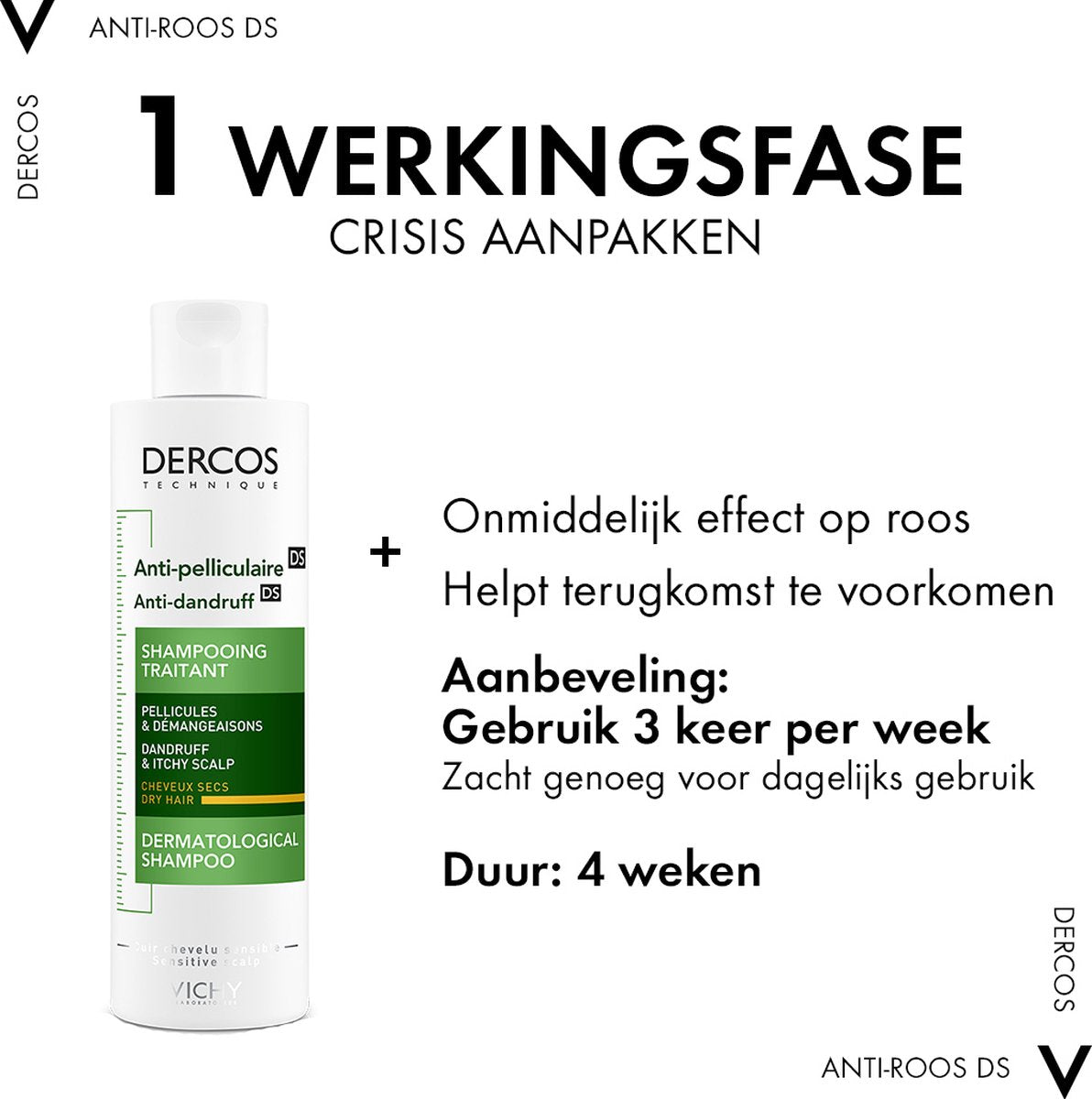 Vichy Dercos Anti-Roos DS Shampoo Droog Haar 200ml – Tegen Roos en Schilfers