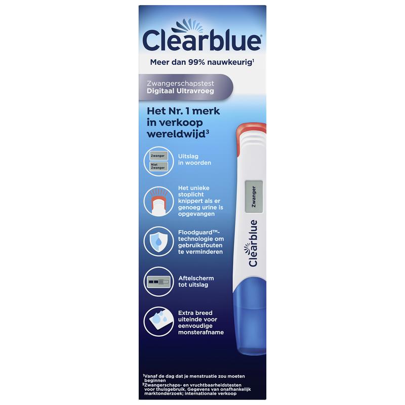 Clearblue Ultravroeg Digitale Zwangerschapstest 1 stuk – Tot 6 dagen eerder testen