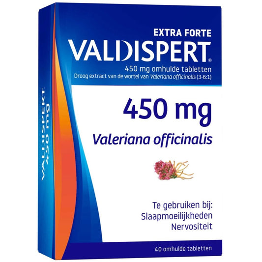 Valdispert Extra Forte 450 mg – Natuurlijk rustgevend bij stress en slaapproblemen (40 tabletten)