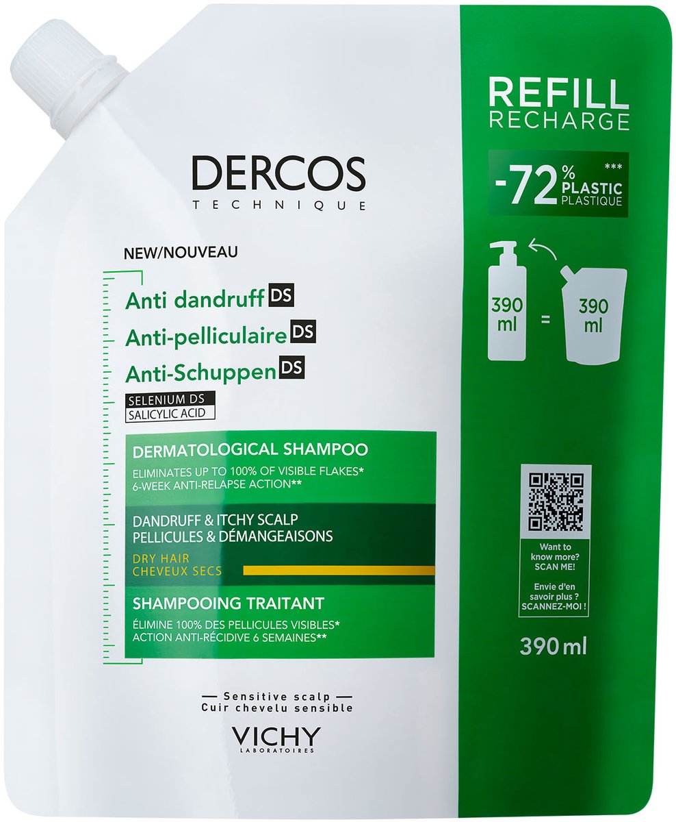 Vichy Dercos Anti-Roos DS Shampoo Droog Haar Navulling 390ml