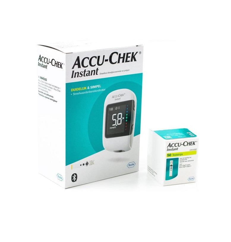 Accu-Chek Instant Voordeelset: Bloedglucosemeter en 50 Teststrips – Voor Betrouwbare Bloedsuikermeting