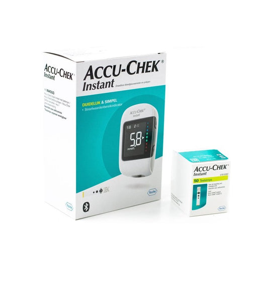 Accu-Chek Instant Voordeelset: Bloedglucosemeter en 50 Teststrips – Voor Betrouwbare Bloedsuikermeting