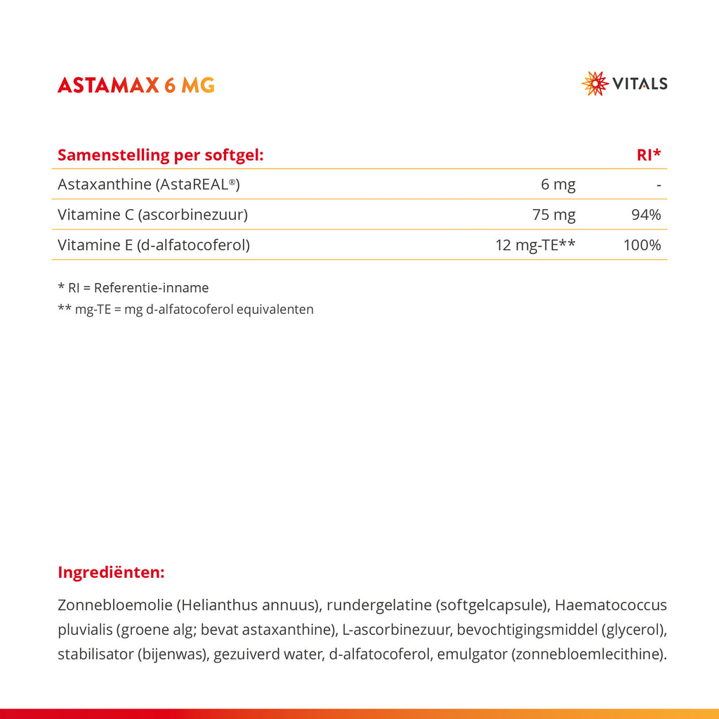 Vitals Astamax Softgels 6 mg – 60 stuks | Weerstand