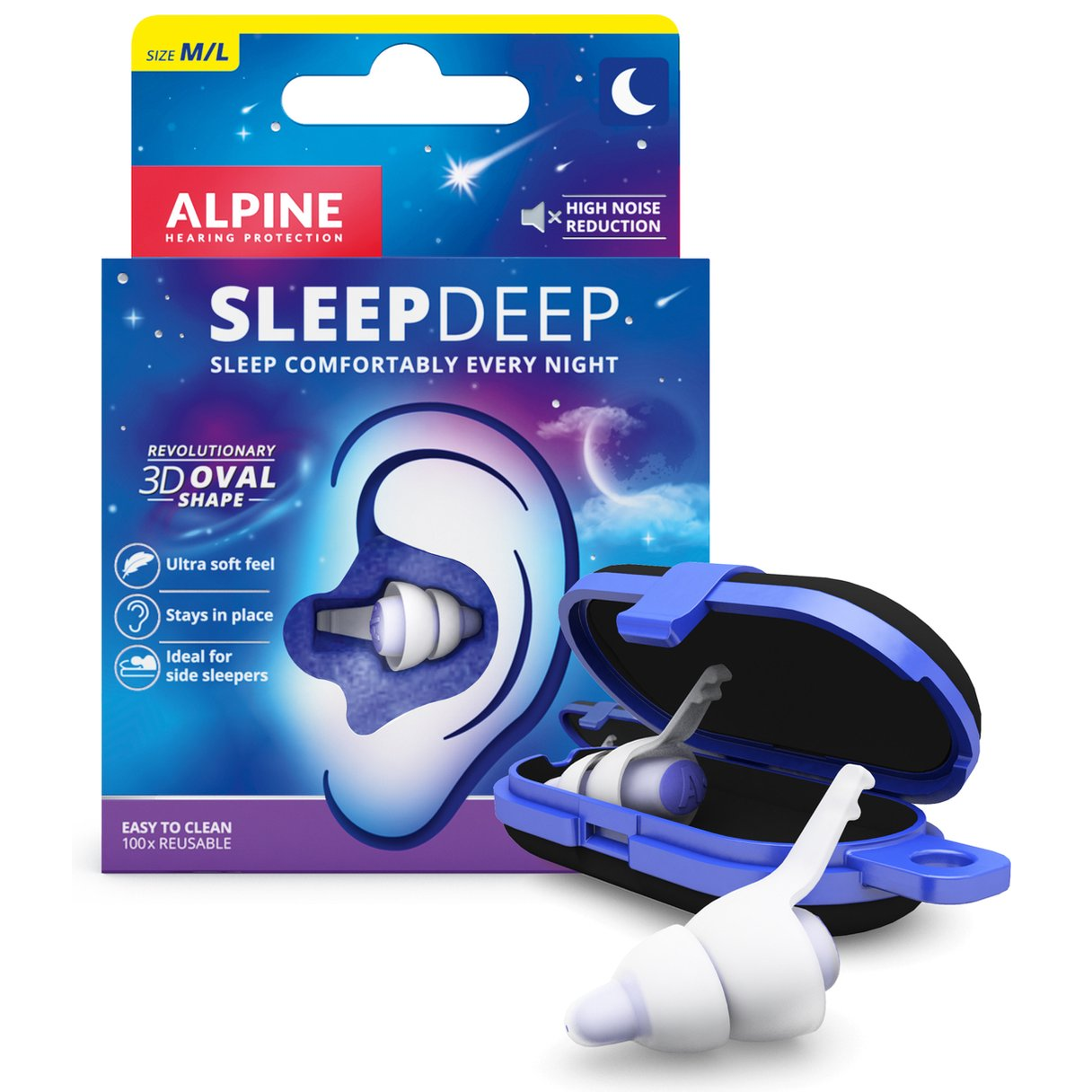 Alpine SleepDeep Oordoppen – Medium – Optimale Nachtrust voor Zijslapers