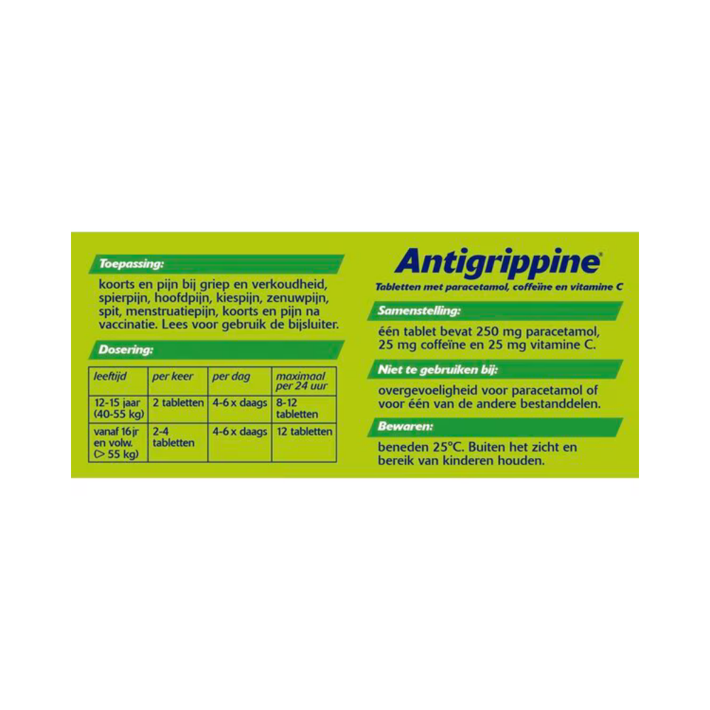 AntiGrippine 40 Tabletten – Krachtige Verlichting van Pijn en Koorts bij Griep en Verkoudheid