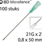 BD Microlance - Injectienaald - 0,8 x 50mm - 100 st. - Groen - 21G x 2" (Steriele naalden)