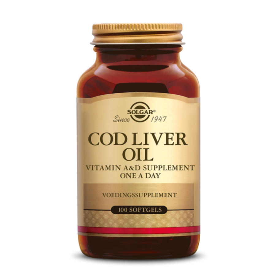Solgar Cod Liver Oil (Levertraan) – Ondersteuning voor Gezonde Slijmvliezen, Botten en Immuunsysteem - 100 stuks