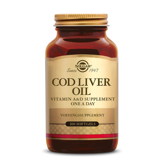 Solgar Cod Liver Oil (Levertraan) – Ondersteuning voor Gezonde Slijmvliezen, Botten en Immuunsysteem - 100 stuks