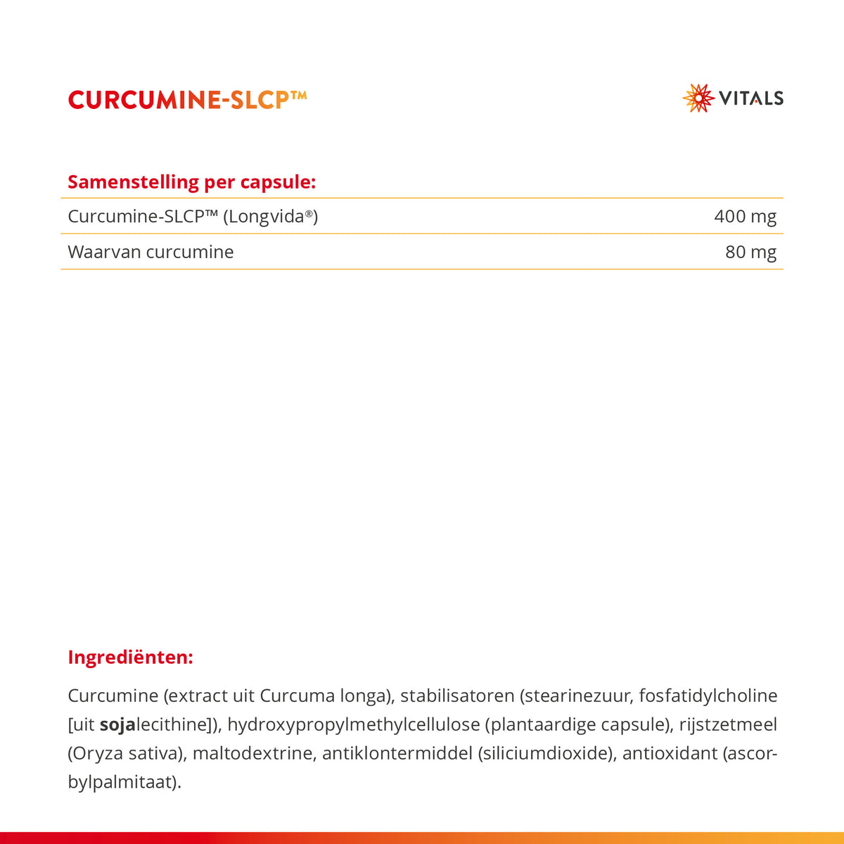 Vitals Curcumine-SLCP met Longvida Capsules – 60 stuks | Weerstand