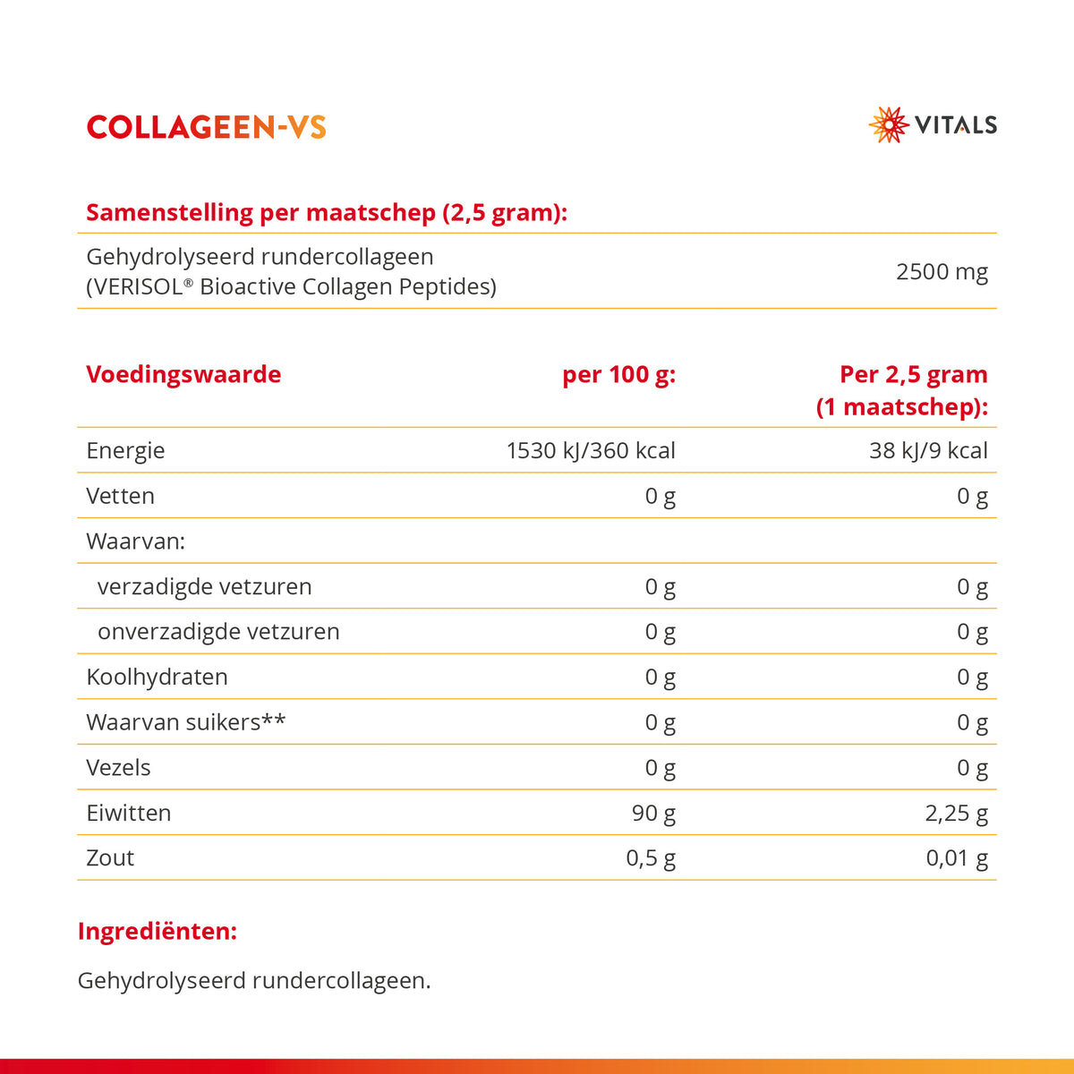 Vitals Collageen-VS Poeder – 250 gram | Weerstand