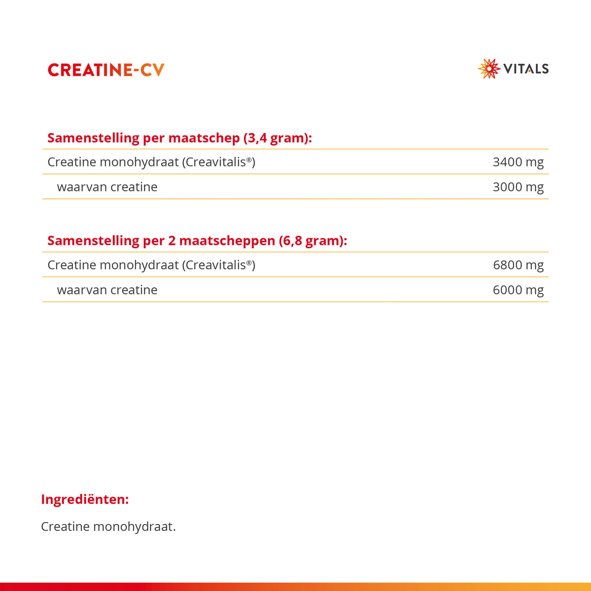 Vitals Creatine-CV Poeder – 300 gram | Sport