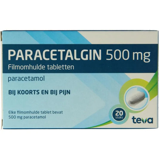 Paracetalgin Teva 500mg 20 stuks - Betrouwbare Pijn- en Koortsverlichting voor Alle Leeftijden