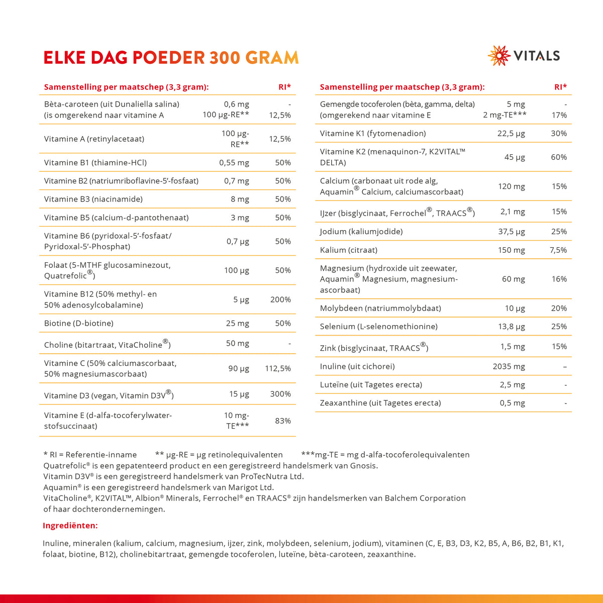 Vitals Elke Dag Poeder 300 gram