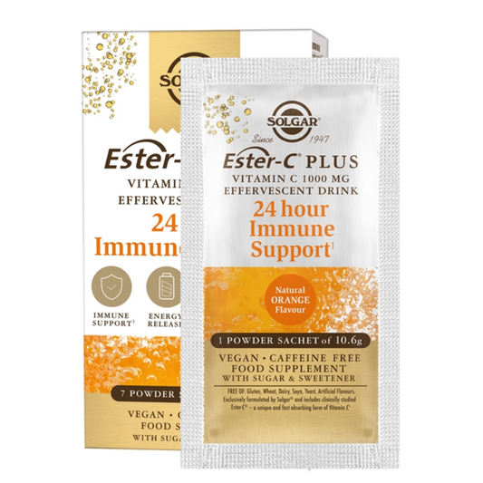 Solgar Ester-C® Plus Effervescent 1000mg 7 zakjes – Verfrissende Vitamine C Bruisdrank voor Immuunondersteuning en Energie
