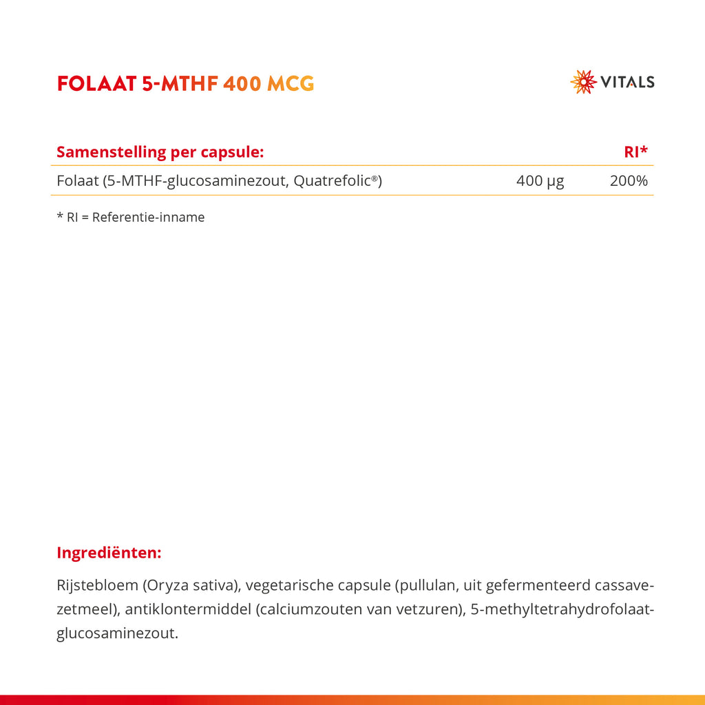 Vitals Folaat 5-MTHF Capsules 400 mcg – 100 stuks | Brein