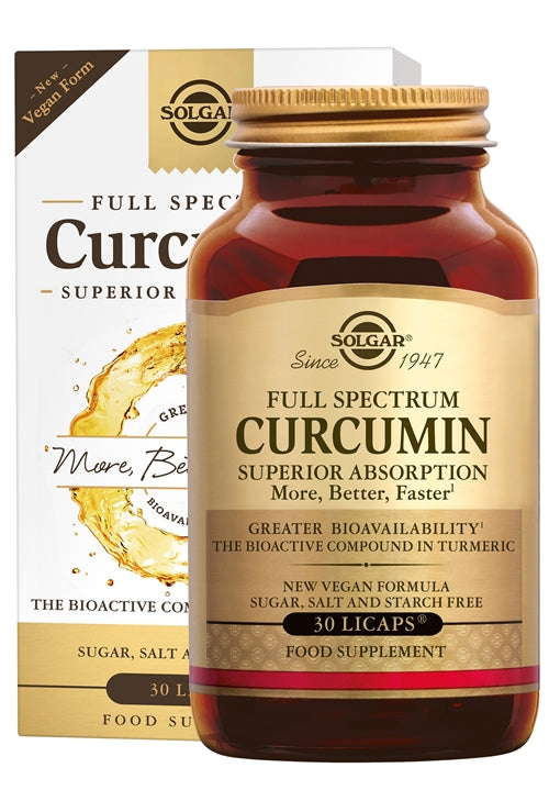 Solgar Full Spectrum Curcumin 30 softgels  – Hoogwaardig Curcumine Supplement voor Optimaal Opname en Ondersteuning