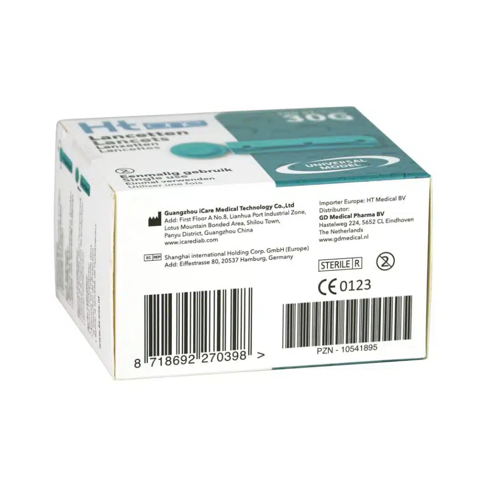 HT One 30G Universele Lancetten 100 Stuks – Comfortabele en Hygiënische Bloedafname