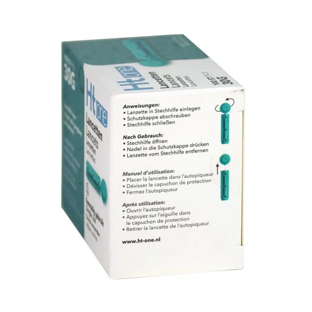 HT One 30G Universele Lancetten 100 Stuks – Comfortabele en Hygiënische Bloedafname