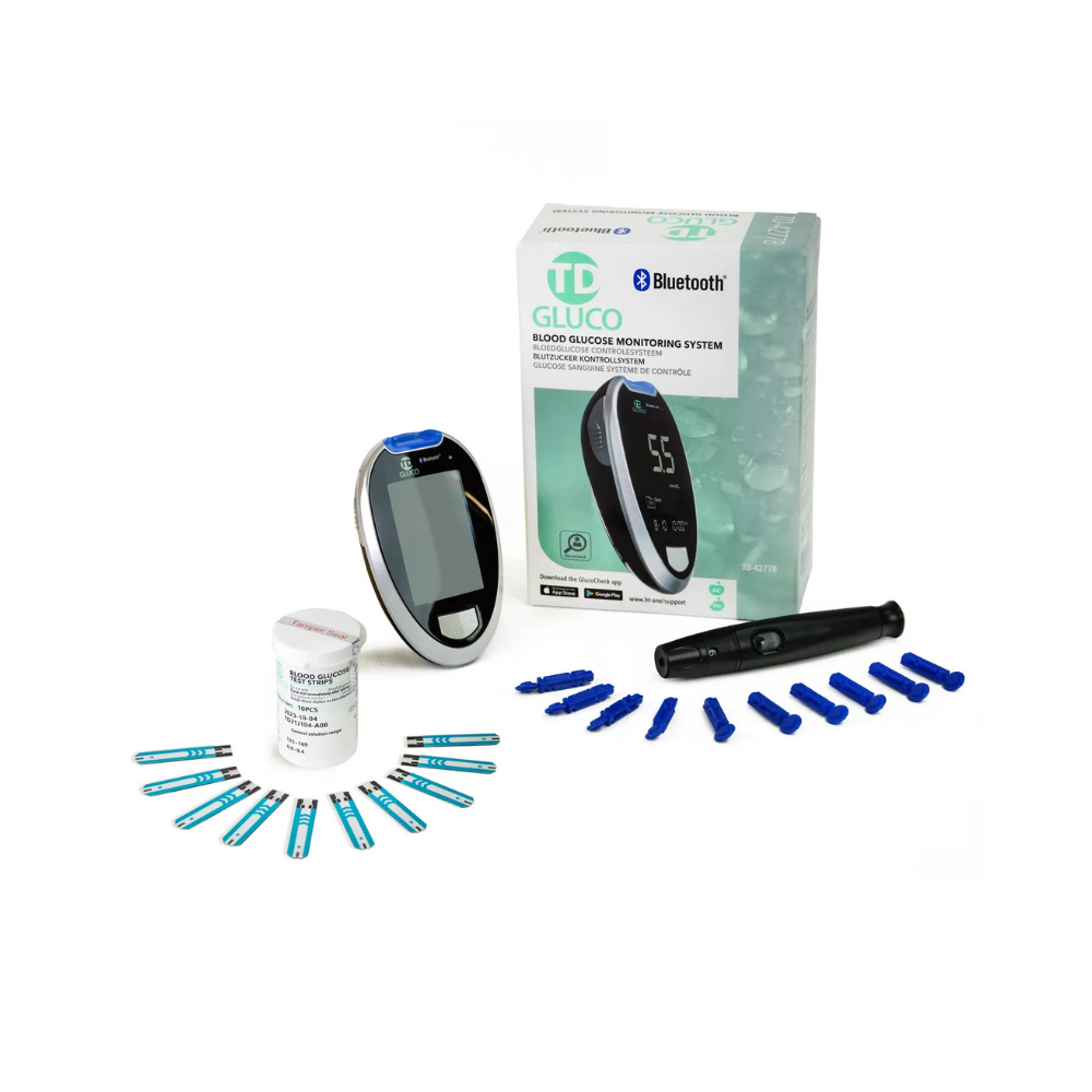 Ht One TD Bluetooth Glucosemeter Startpakket – Nauwkeurige Metingen met Slimme Bluetooth Koppeling