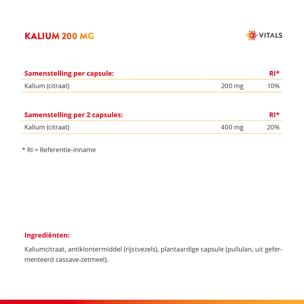 Vitals Kalium 200 mg 100 capsules