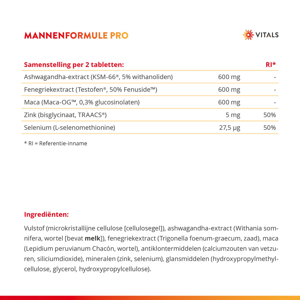 Vitals Mannenformule Pro 60 tabletten