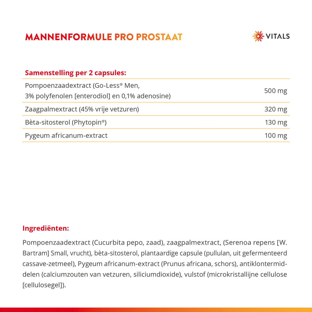 Vitals Mannenformule Pro Prostaat Capsules – 60 stuks | Weerstand