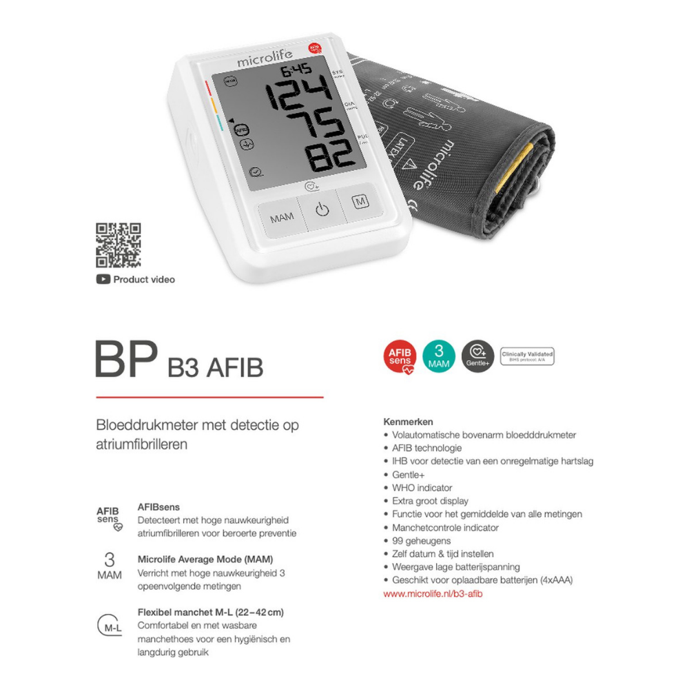 Microlife BP B3 AFIB Bloeddrukmeter – Innovatieve Technologie voor Betrouwbare Gezondheidsbewaking