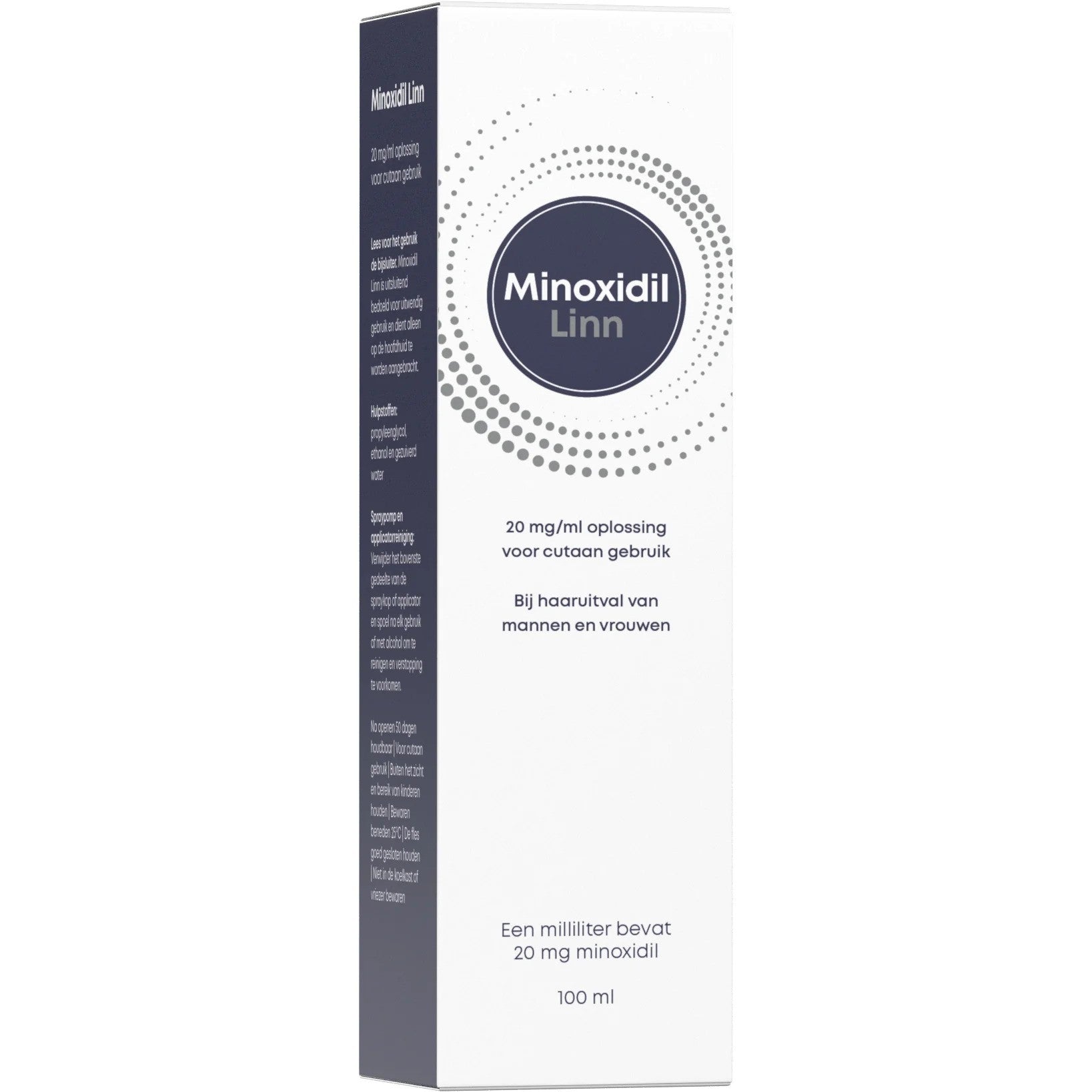 Minoxidil Linn 2% oplossing – 100ml haargroeimiddel bij erfelijke haaruitval voor mannen en vrouwen