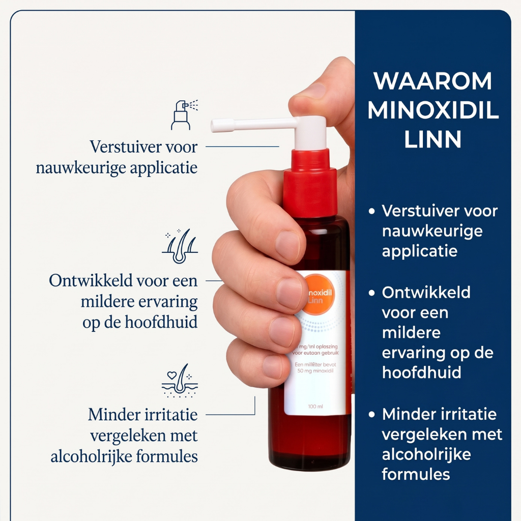 Minoxidil 5% – Linn (300ml, 3 maanden kuur) | Tegen erfelijke haaruitval bij mannen