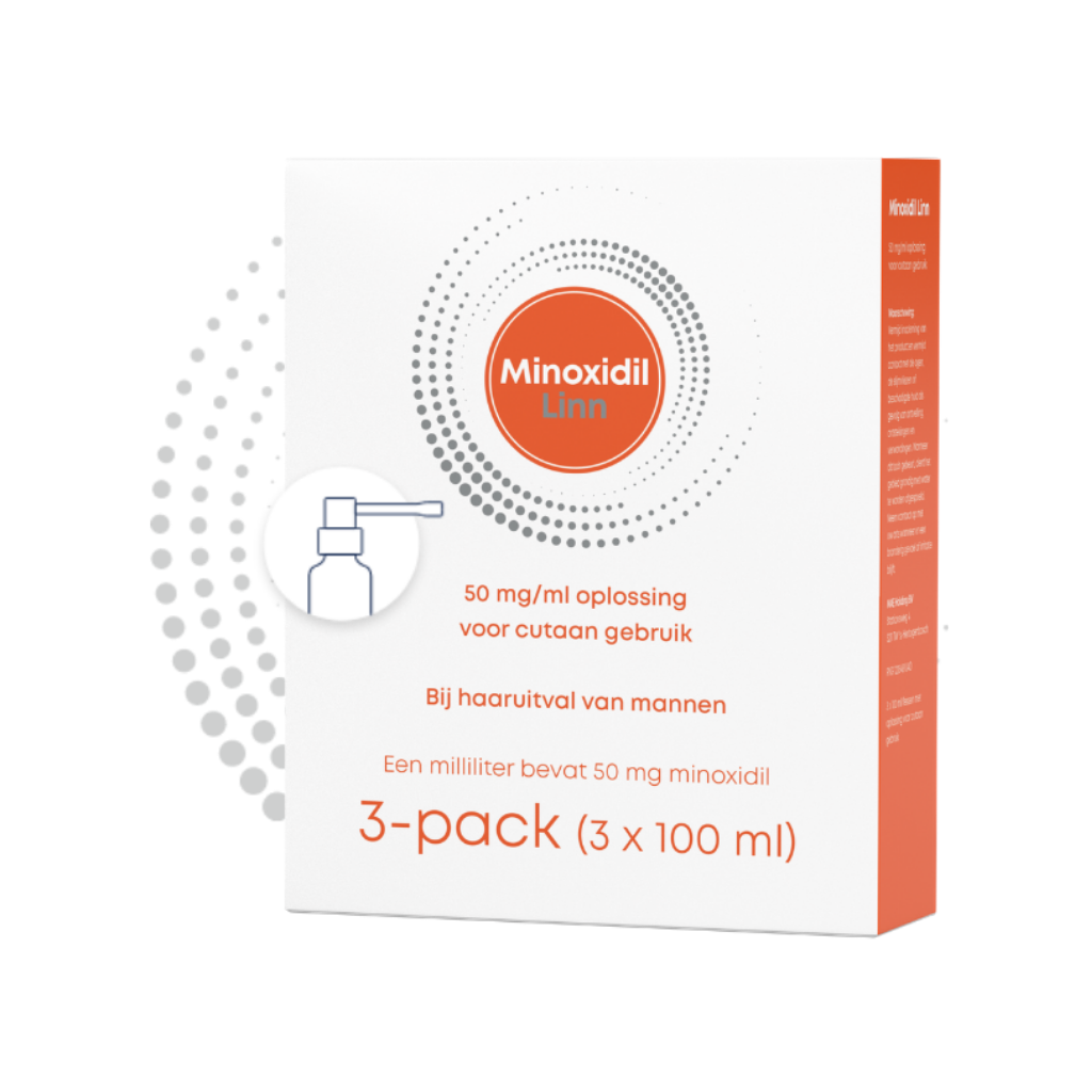 Minoxidil 5% – Linn (300ml, 3 maanden kuur) | Tegen erfelijke haaruitval bij mannen