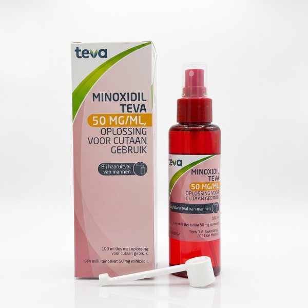 Minoxidil Teva 50mg/ml – 100ml haargroeimiddel voor mannen met erfelijke haaruitval (5% oplossing)