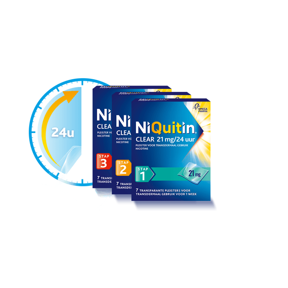 NiQuitin Clear Nicotinepleisters 14 mg – 7 stuks (Stap 2) | Stoppen met Roken