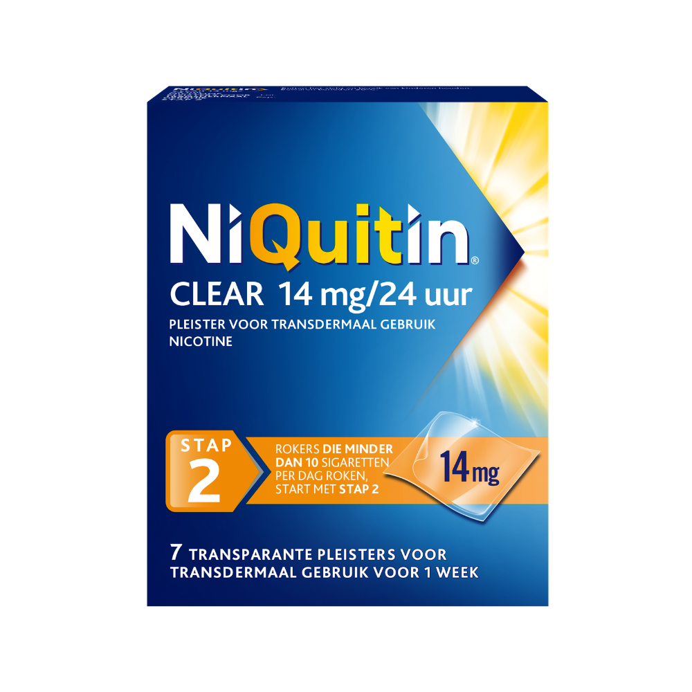 NiQuitin Clear Nicotinepleisters 14 mg – 7 stuks (Stap 2) | Stoppen met Roken