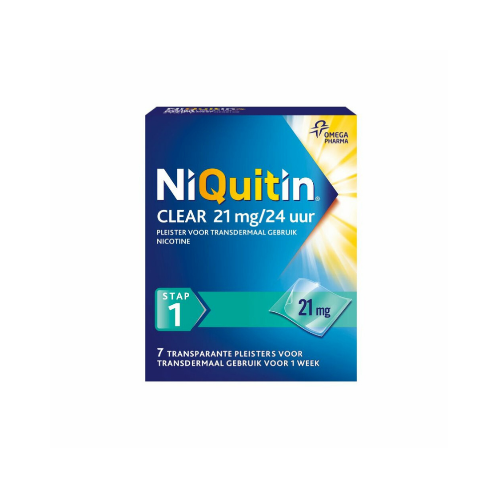 NiQuitin Clear Nicotinepleisters 21 mg – 7 stuks (Stap 1) | Stoppen met Roken