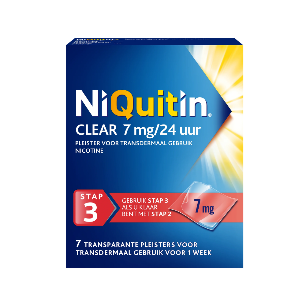 NiQuitin Clear Nicotinepleister 7 mg – 7 stuks (Stap 3) | Stoppen met roken