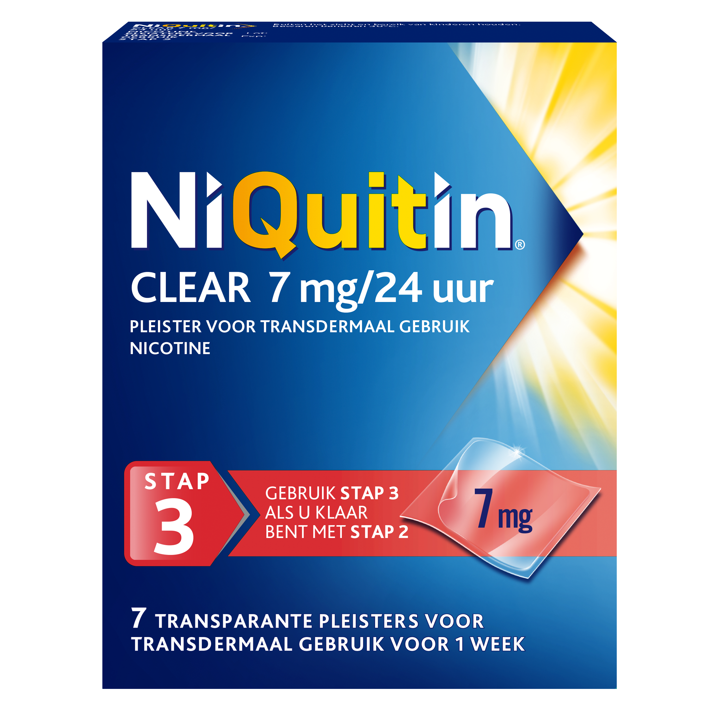 NiQuitin Clear 7mg Pleisters - 7 Stuks – Stap 3 | Laatste fase van stoppen met roken