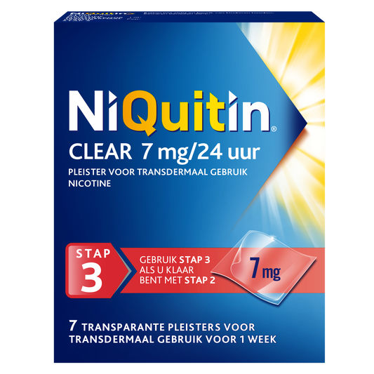 NiQuitin Clear 7mg Stap 3 – Nicotinepleisters (7 stuks) - Ondersteuning in de laatste fase van je stoppoging
