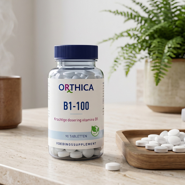 Orthica B1-100 – 90 tabletten | Hoge dosering vitamine B1 voor energie, hart en zenuwstelsel