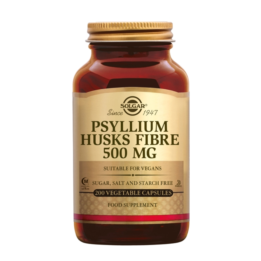 Solgar Psyllium Husks Fibre 500mg 200 capsules – Ondersteuning voor een Normale Darmfunctie en Regelmatige Stoelgang