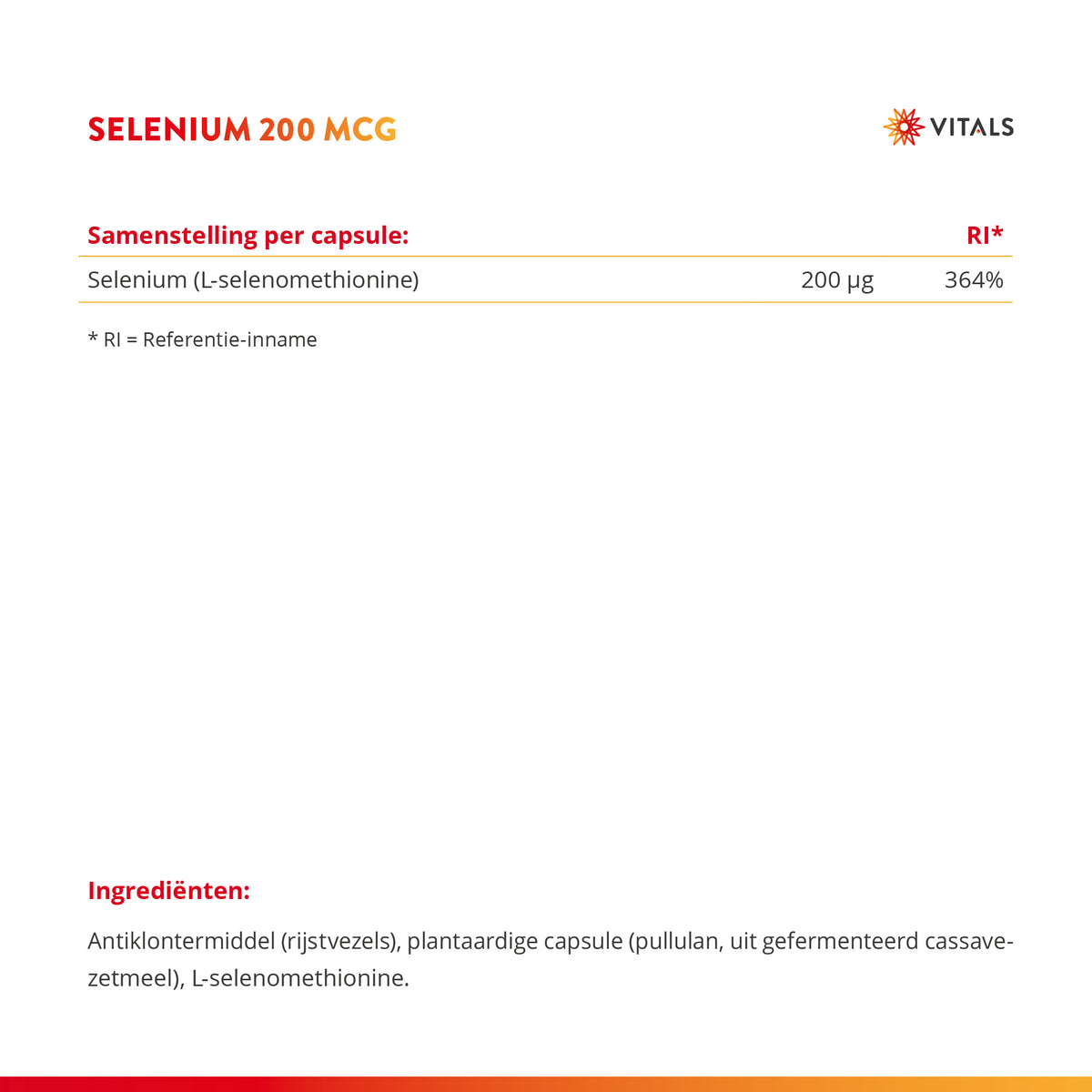 Vitals Selenium Capsules 200 mcg – 100 stuks | Weerstand