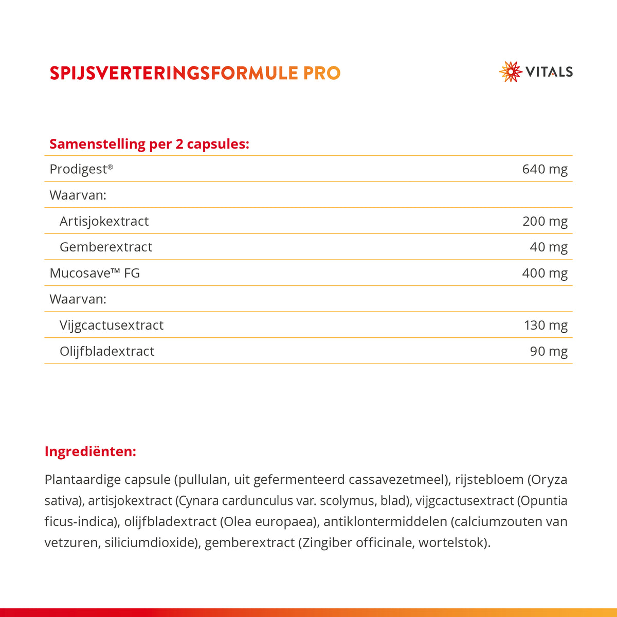 Vitals Spijsverteringsformule Pro 60 capsules