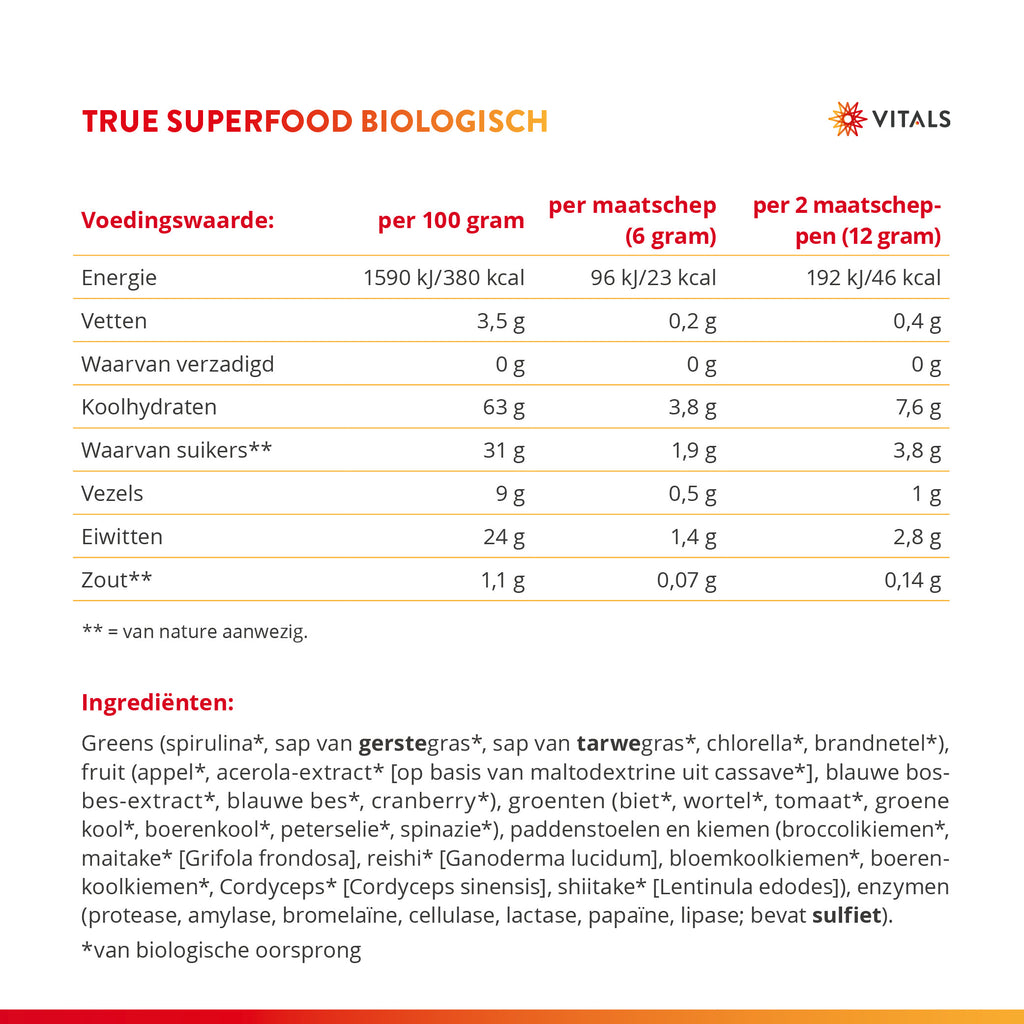 Vitals True Superfood Biologisch Poeder – 400 gram | Weerstand