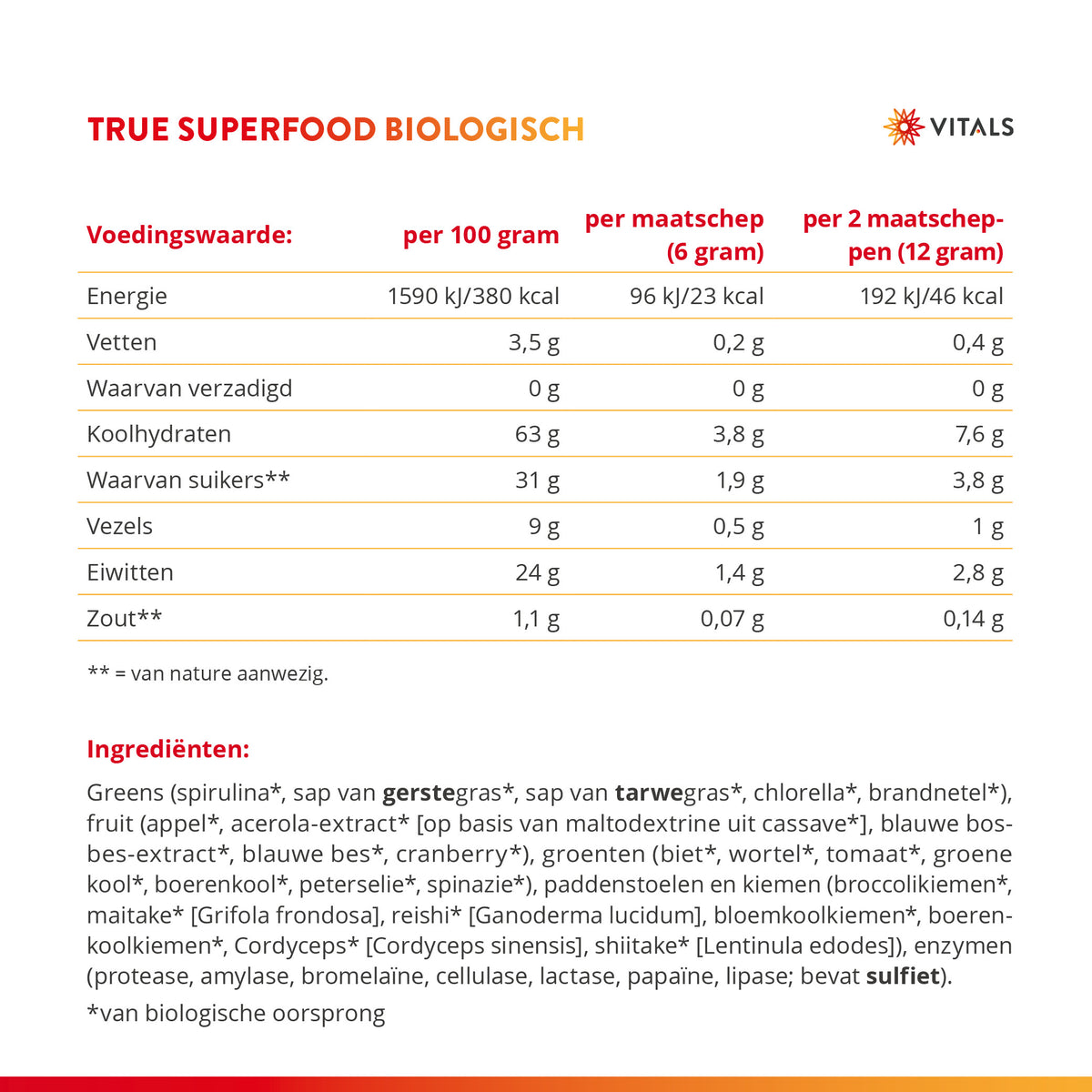 Vitals True Superfood Biologisch Poeder – 400 gram | Weerstand